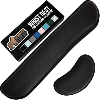 Подставка для запястья GORILLA GRIP из шелковистой гелевой пены с эффектом памяти для компьютерной клавиатуры и мыши, эргономичный дизайн для снятия боли при наборе текста, подставка для поддержки рук и предплечий, подставка для мыши, устойчивая к пятнам, 2 части, черная.