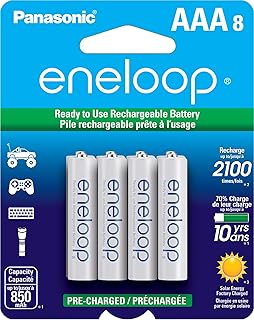 Аккумуляторные батареи Eneloop Panasonic BK-4MCCA8BA AAA 2100 циклов зарядки, никель-металлгидридные, предварительно заряженные, комплект из 8 батарей.