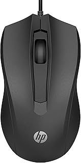 Проводная мышь HP 100 — точный оптический сенсор с разрешением 1600 DPI — простое USB-подключение — симметричный дизайн — 3-кнопочное управление и встроенная прокрутка — совместимость с различными ОС (6VY96AA#ABL)