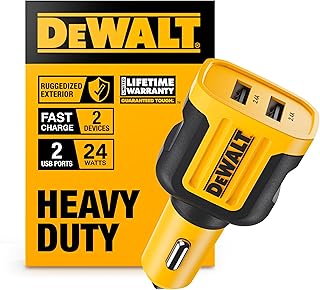 Автомобильное зарядное устройство DEWALT Heavy Duty 24W USB, адаптер для прикуривателя USBA, быстрая зарядка через USB-порт, автомобильное зарядное устройство для мобильных телефонов iPhone, Samsung Galaxy, iPad