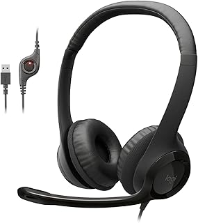 Игровые наушники Logitech H390, проводные наушники с микрофоном, USB-гарнитура с микрофоном для ПК, микрофон с шумоподавлением для видеоконференций, прослушивания музыки и игр — черные.