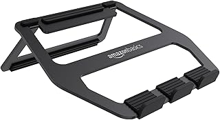 Подставка для ноутбука Amazon Basics из алюминия, портативная, складная, для ноутбуков до 13 дюймов, черная.