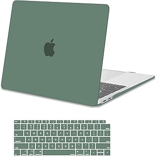 Чехол MOSISO, совместимый с MacBook Air 13 дюймов (выпуски 2022, 2021, 2020, 2019, 2018), с сенсорным экраном Touch ID, пластиковый жесткий чехол и чехол для клавиатуры для MacBook Air 13,3 дюйма, цвет «Полуночно-зеленый».