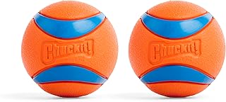 Игрушка для собак Chuckit! Ultra Ball - средние упругие мячи для апортировки для собак весом от 9 до 27 кг - изготовлены из прочной резины - плавающие игрушки для воды - размер средний - диаметр 6,3 см - упаковка из 2 штук