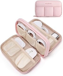 Органайзер для электроники BAGSMART, дорожный чехол для хранения проводов, зарядных устройств, кабелей и телефонов, компактный чехол для технических аксессуаров, розовый.