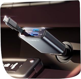 Автомобильное зарядное устройство LISEN для iPhone 16/15 с USB-C, быстрой зарядкой и выдвижным креплением, 【на 60% меньше места, миниатюрное】 57 Вт, быстрое зарядное устройство USB-C Type C для iPhone 16/15, iPhone 17, 16, 15 Pro Max Plus, Samsung Galaxy S25/24 Z, Android