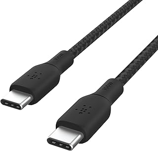 Кабель Belkin USB C — USB C, 2 метра, 100 Вт — зарядное устройство Type C, кабель для зарядки iPhone, плетеный, гибкий, подходит для iPhone 16, Galaxy S25, Pixel 9, AirPods, iPad Pro, планшета, Nintendo Switch 2 и других устройств — черный.