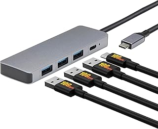 Док-станция Amazon Basics USB 3.2/3.1 Gen 2, 10 Гбит/с, USB-C на 1xUSB-C / 3xUSB-A. Совместима с Windows/Mac. Цвет: серебристый, черный.