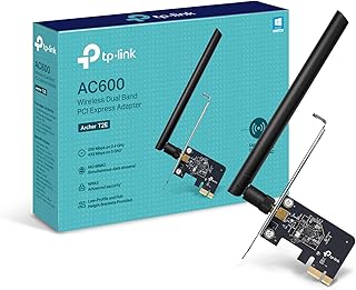 Wi-Fi-карта TP-Link PCIe AC600 для настольных ПК, двухдиапазонная беспроводная сетевая карта (Archer T2E) с высокоэффективной антенной, MU-MIMO, WPA3, низкопрофильная, поддерживает Windows 10/11.