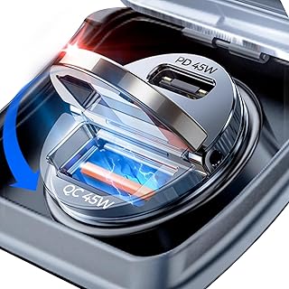 Автомобильное зарядное устройство AINOPE 90 Вт USB C с быстрой зарядкой, [миниатюрный металлический корпус] USB C PD45 Вт + QC3.0, двухпортовое зарядное устройство для прикуривателя, подходит для iPhone 16 Pro Max Plus, 15 14 13 iPad Samsung, черное.
