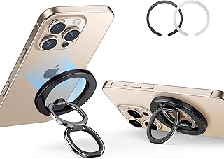 ESR для держателя телефона MagSafe, кольцевого держателя MagSafe, магнитного кольцевого держателя для телефона, магнитного держателя для телефона с регулируемой в двух направлениях подставкой для iPhone 16/15/14/13/12, Samsung и всех смартфонов (в комплекте 2 металлических кольца)