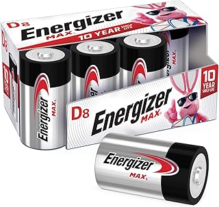 Батарейки Energizer D, щелочные батарейки премиум-класса, 8 штук.