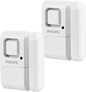 Персональная сигнализация Philips для окон и дверей, комплект из 2 штук, защита своими руками, оповещение о взломе, беспроводная, звуковой сигнал/сигнализация, простая установка, идеально подходит для дома, гаража, квартиры, автодома и многого другого, LRM3420W/27