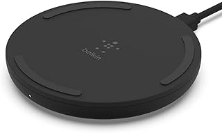 Беспроводная зарядная панель Belkin Quick Charge — 10 Вт, сертифицированная по стандарту Qi, для Apple iPhone, Samsung Galaxy, Pixel, Airpods Pro и других устройств, зарядка во время прослушивания музыки и потокового видео — черная (без блока питания)