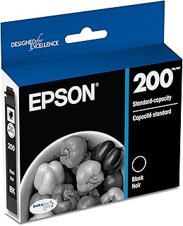 Картридж с черными чернилами EPSON 200 DURABrite Ultra стандартной емкости (T200120-S) совместим с принтерами WorkForce WF-2520, WF-2530, WF-2540, Expression XP-200, XP-300, XP-310, XP-400, XP-410.