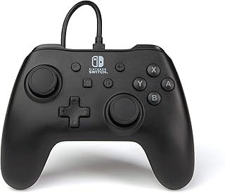 Проводной контроллер PowerA для Nintendo Switch — черный, съемный USB-кабель длиной 3 метра, не требует батареек, официально лицензирован Nintendo.