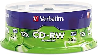 Диски Verbatim CD-RW 700 МБ с возможностью перезаписи 2X-12X — упаковка из 25 штук.