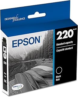 Картридж с черными чернилами EPSON 220 DURABrite Ultra стандартной емкости (T220120-S) совместим с принтерами WorkForce WF-2630, WF-2650, WF-2660, WF-2750, WF-2760, Expression XP-320, XP-420, XP-424.