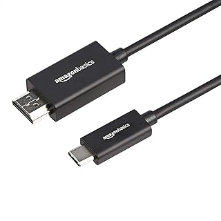 Кабель-адаптер Amazon Basics Premium Aluminum USB-C (источник) — HDMI (дисплей) (совместим с Thunderbolt 3), 4K@60Hz, 1,8 м, черный.