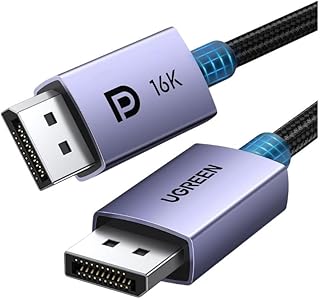Кабель UGREEN 16K DisplayPort 2.1 [сертифицирован VESA] DP2.0 40 Гбит/с, поддержка 8K@240Hz, 4K@240Hz, HDR, HDCP, DSC 1.2a, плетеный кабель DisplayPort, совместимый с видеокартами FreeSync и G-Sync, длина 6,6 фута.