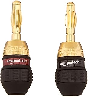 Разъемы для подключения акустических систем Amazon Basics типа «банан», 12 шт. (1 упаковка из 6 пар), 0,5 x 0,5 x 1,3 дюйма, черные.