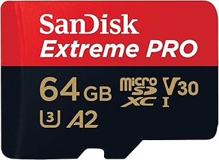 Карта памяти SanDisk Extreme PRO microSDXC 64 ГБ + SD-адаптер + RescuePro Deluxe, скорость до 200 МБ/с, производительность приложений A2, для смартфонов, экшн-камер или дронов, UHS-I Class 10 U3 V30