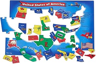 Напольный пазл Melissa & Doug «Карта США» — 51 деталь (60 см x 90 см) — сертифицирован FSC.
