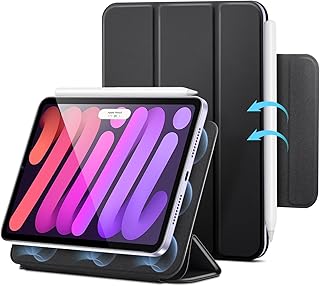 Чехол ESR для iPad Mini 7 A17 Pro, чехол для iPad Mini 7-го/6-го поколения (2024/2021), тонкий, трехсекционный, с двусторонней подставкой, мощное магнитное крепление, надежная защита, поддержка Pencil Pro и Pencil (USB-C), черный.