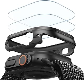 Чехол ESR для Apple Watch Ultra 2/1 с защитной пленкой для экрана 49 мм (2024/2023/2022), защита военного класса, корпус из алюминиевого сплава с комплектом из 2 защитных стекол Armorite, оригинальный дизайн, черный.