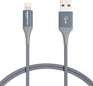 Зарядный кабель Amazon Basics USB-A — Lightning, нейлоновая оплетка, сертифицирован MFi для Apple iPhone 14 13 12 11 X Xs Pro, Pro Max, Plus, iPad, выдерживает 10 000 изгибов, длина 1,8 м, темно-серый.