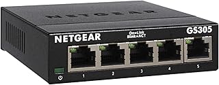 NETGEAR 5-портовый гигабитный Ethernet-коммутатор начального уровня (GS305) — домашний сетевой концентратор, офисный Ethernet-разветвитель, подключение по принципу Plug-and-Play, бесшумная работа, настольное или настенное крепление.