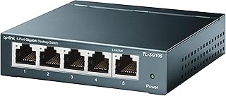 TP-Link TL-SG105, 5-портовый гигабитный неуправляемый Ethernet-коммутатор, сетевой концентратор, Ethernet-разветвитель, Plug & Play, безвентиляторная металлическая конструкция, экранированные порты, оптимизация трафика.