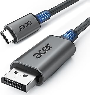 Кабель Acer USB C — DisplayPort, 2 метра (4K@60 Гц, 2K@165 Гц), Type-C — DisplayPort (прочный алюминиевый корпус, Plug & Play), Thunderbolt 3/4/5. Совместим с MacBook Pro/Air, iPhone 16 Pro/Max, XPS, Surface.