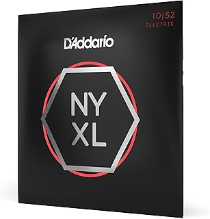 Струны для электрогитары D'Addario, NYXL, никелированные, NYXL1052, толщина струн: легкая верхняя/тяжелая нижняя, калибр 10-52, комплект из 6 струн, 1 шт.