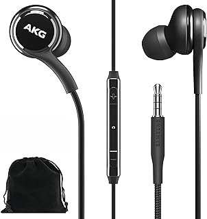 Оригинальные внутриканальные наушники Samsung AKG 3,5 мм с пультом управления и микрофоном для Galaxy A71, A31, Galaxy S10, S10e, Note 10, Note 10+, S10 Plus, S9 — плетеные, в комплекте бархатный чехол — черные.