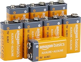 Набор из 8 щелочных батареек 9 В от Amazon Basics, срок хранения 5 лет — для датчиков дыма/угарного газа, электроники и аудиотехники.