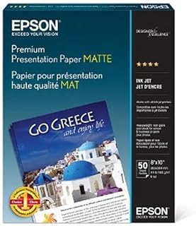 Матовая бумага для презентаций Epson Premium (8x10 дюймов, 50 листов) (S041467), ярко-белая.