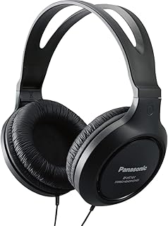 Наушники Panasonic, легкие проводные накладные наушники с чистым звуком и технологией XBS для усиления басов, длинным шнуром и разъемом 3,5 мм для телефонов и ноутбуков – RP-HT161-K (черные)