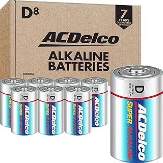 Набор из 8 батареек типа D от ACDelco, сверхмощные щелочные батарейки для дома и офиса, срок хранения 7 лет, многоразовая упаковка.