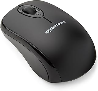 Беспроводная оптическая компьютерная мышь Amazon Basics 2,4 ГГц с USB-наноприемником, черная.