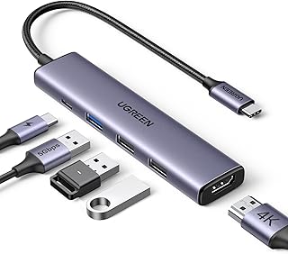 UGREEN Revodok 105 USB C Hub 5-в-1 многопортовый адаптер с поддержкой 4K HDMI, питанием 100 Вт, 3 портами USB-A для передачи данных, USB C-адаптер для MacBook Pro/Air, iPad Pro, iMac, iPhone 15 Pro/Pro Max, XPS, Thinkpad