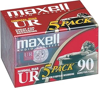 Аудиокассеты Maxell UR 90 Normal Bias, без шумоподавления, время записи 90 минут, 5 штук в упаковке.