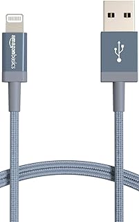 Зарядный кабель Amazon Basics USB-A — Lightning, нейлоновая оплетка, сертифицированный MFi, для Apple iPhone 14 13 12 11 X Xs Pro, Pro Max, Plus, iPad, 1,8 м, темно-серый.