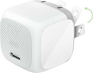 Зарядное устройство Belkin USB C мощностью 20 Вт, блок быстрой зарядки, настенное зарядное устройство Type C, совместимо с Apple iPhone 16, iPhone 15/14/13, Galaxy S25, Google Pixel 9, iPad, AirPods и др. - белое.