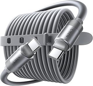 Кабель LISEN USB C 3 метра, мягкий силиконовый кабель для быстрой зарядки USB C — USB C мощностью 100 Вт, кабель USB C — USB C для зарядки iPhone 16 Pro Max, Samsung S25, iPhone 15, MacBook Pro/Air, Switch 2, iPad Air 17
