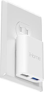 Настенное зарядное устройство iHome с 2 портами USB, многопортовый адаптер переменного тока AC Pro, блок зарядки телефона с двумя портами, плоский настенный адаптер для дома и путешествий.