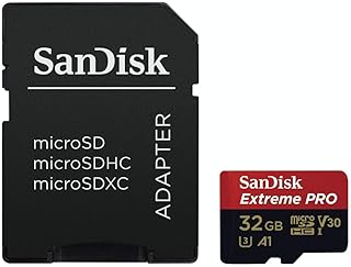 Карта памяти SanDisk Extreme PRO microSDHC с адаптером SD, поддерживающая скорость до 100 МБ/с, класс 10, U3, V30, A1, - 32 ГБ SDSQXCG-032G
