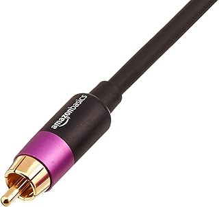 Аудиокабель Amazon Basics 1 RCA для сабвуфера, усилителей, активных колонок с позолоченными штекерами, черный, 10,7 м
