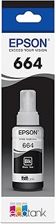 Чернила EPSON 664 EcoTank в бутылке сверхбольшой емкости, черные (T664120-S). Совместимы с принтерами EcoTank ET-2500, ET-2550, ET-4500, ET-4550, ET-2600, ET-2650, ET-3600, ET-16500.