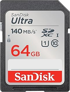 Карта памяти SanDisk Ultra SDXC UHS-I 64 ГБ - до 140 МБ/с, C10, U1, Full HD, SD-карта - SDSDUNB-064G-GN6IN